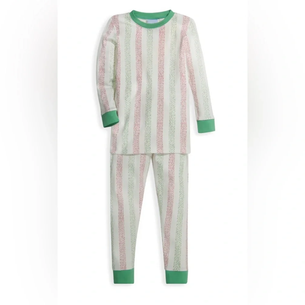Noel Stripe, Christmas Theme, Snug Fitted, Red & Green Stripes on White Sz 8 NWT